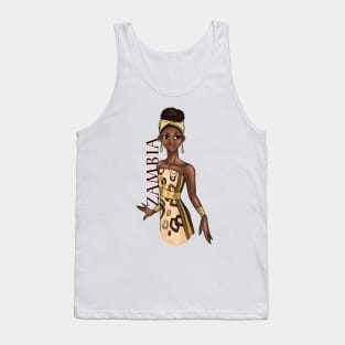 Black is Beautiful - Zambia African Heritage Melanin Girl in traditional outfit Tank Top